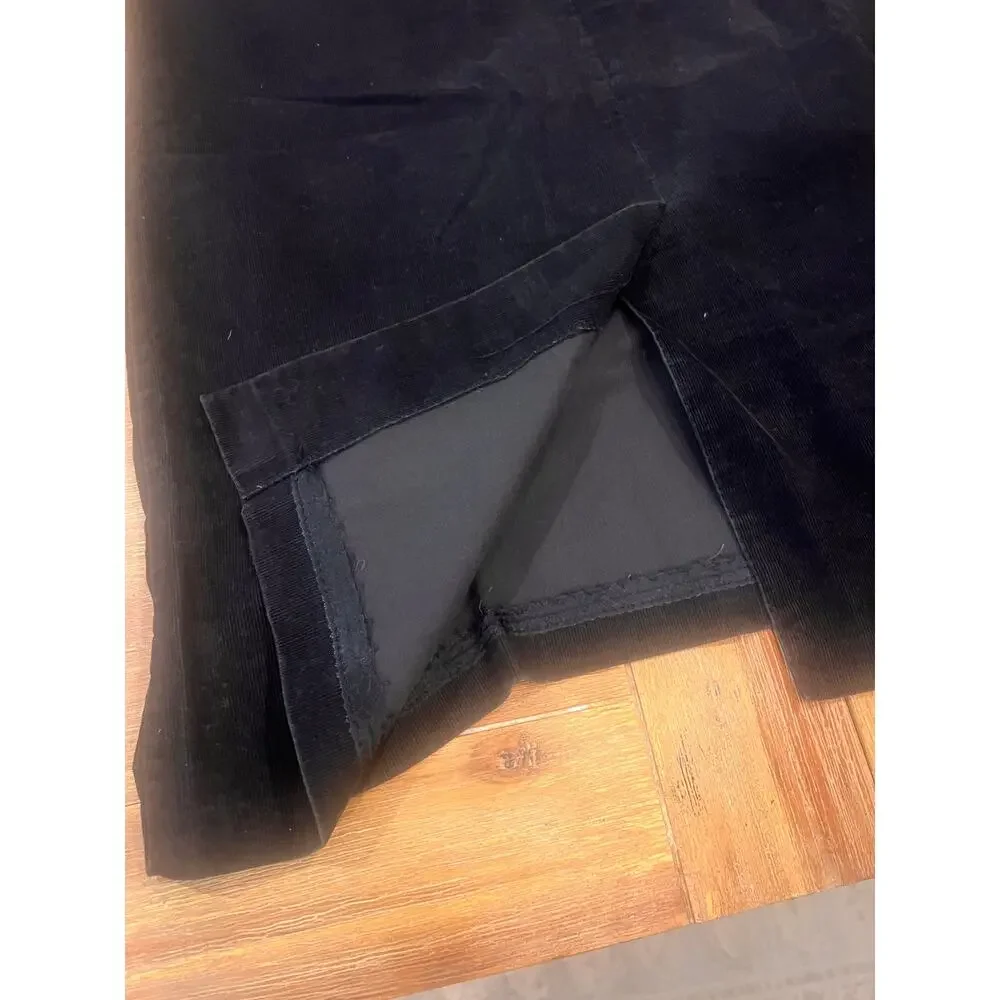 VTG Country Suburbans Black Corduroy Pencil Midi Skirt USA Womens Size 2 - 25in